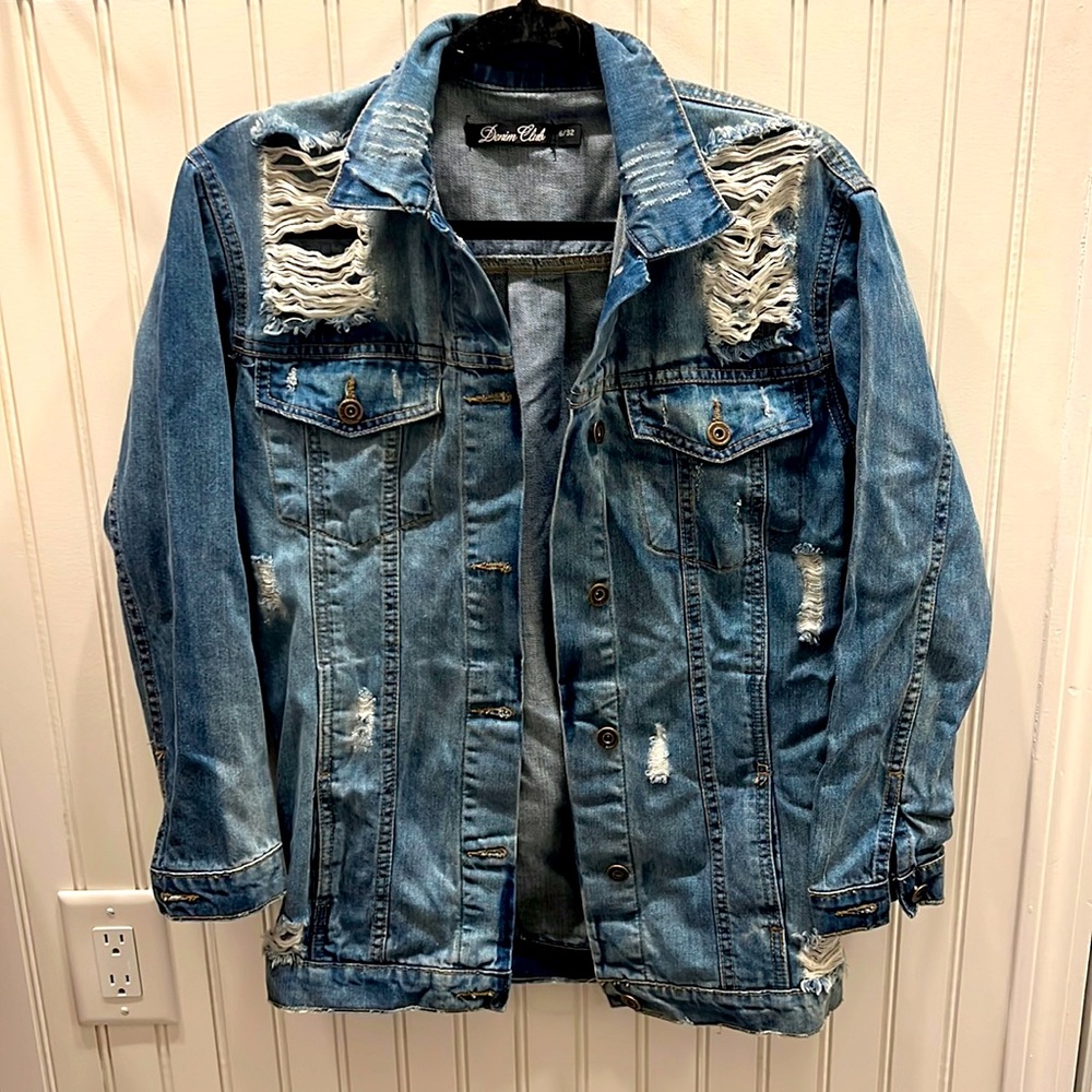 Distressed jean jacket
